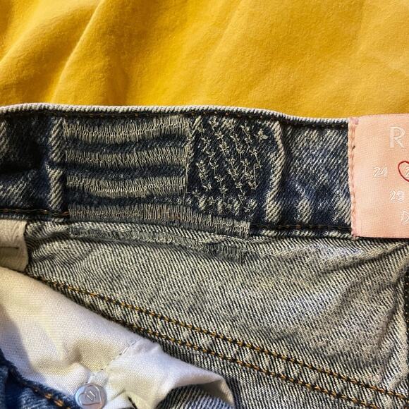 REVICE Denim V Cut Waistband Low Waist Cutoff Micro Shorts Size 26 Y2K Boho - Picture 6 of 10